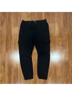 Rewash Black Cargo Jogger Pants with Drawstring Waist